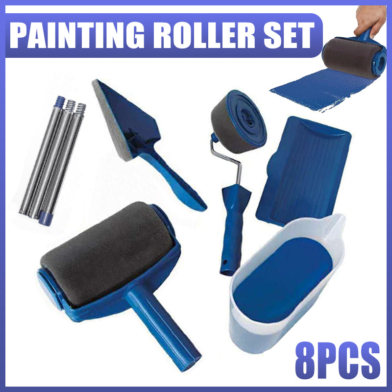 V528-ROLLERBRUSH-798575-202509251604-00 8Pcs/Set Pro Paint Roller Brush Handle Flocked Edger Wall Painting Hand Tool - Image 1
