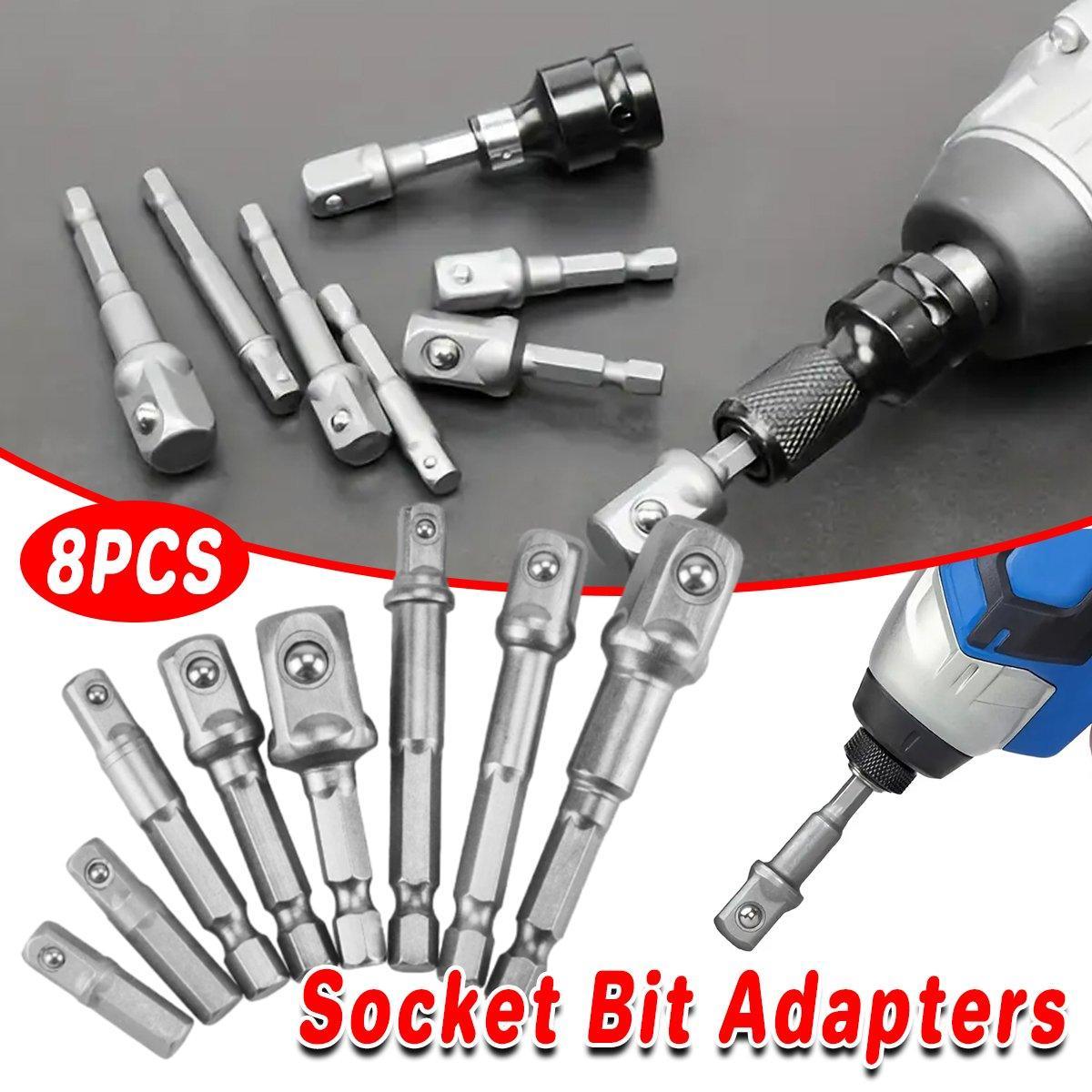 V528-SCREW-ADAPTER-8PCS-826523-202509251653-00 8pcs Hex Shank Socket Adapter Set 1/4 3/8 1/2 Inch Impact Driver Drill Bits - Image 1