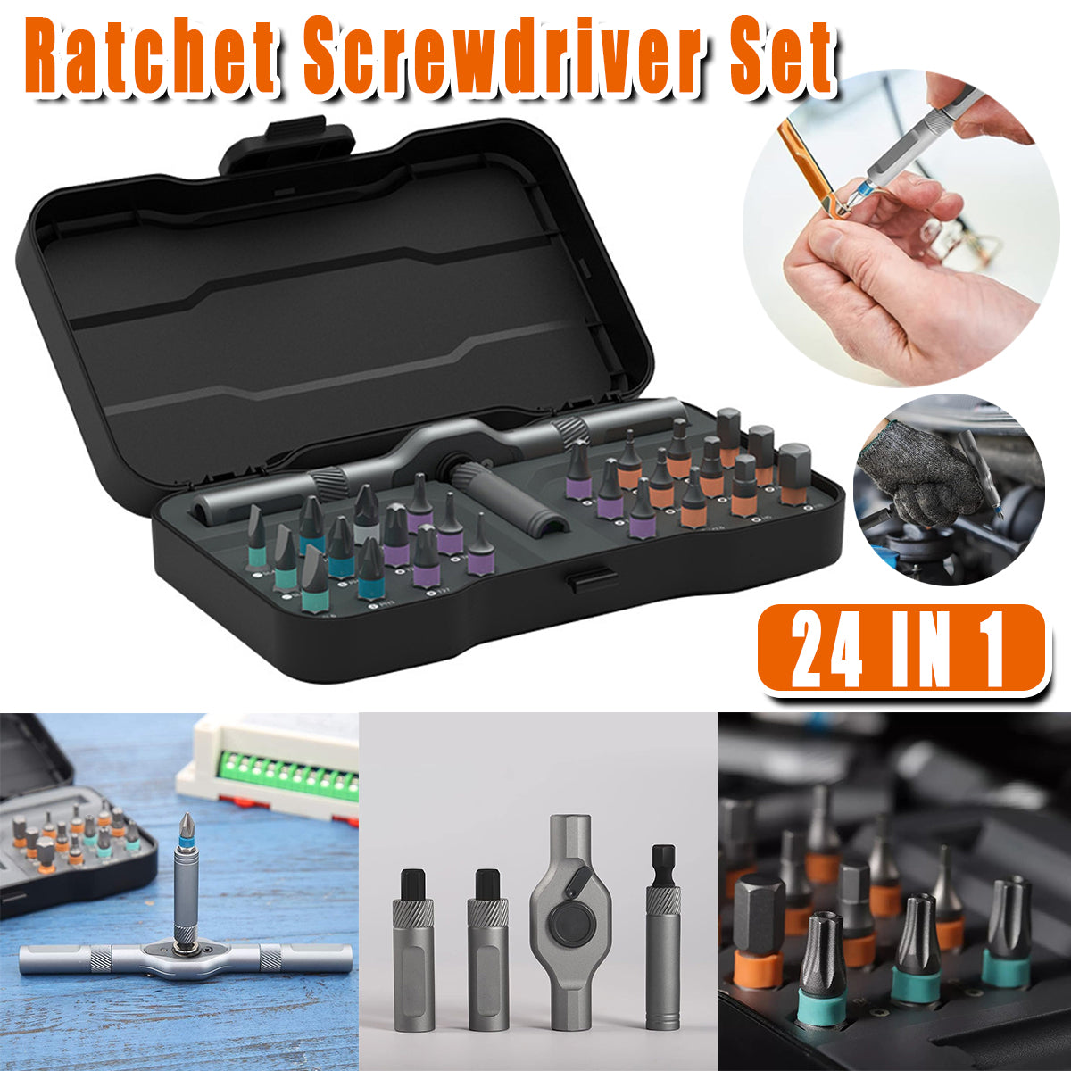 V528-SCREWDRIVER-SET-RS1-431594-202509291555-00 24in1 Ratchet Screwdriver Set Multifunctional Steel Wrench Tool Kit Household - Image 1