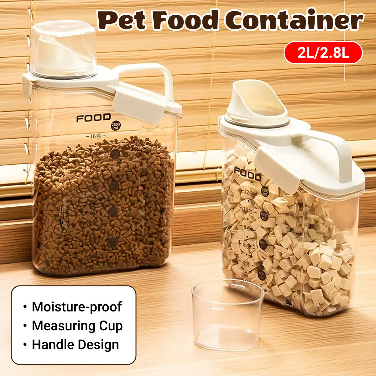 V528-SEALED-JAR-2000ML-364957-202510010045-00 2Sizes Portable Transparent Grain Storage Jar Cat Food Rice Snack Tea Container - 2000ML - Image 1