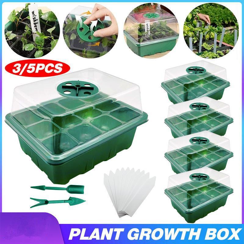 V528-SEEDGROWBO-3PCS-368470-202509302336-00 3/5/10 Set 12 Hole Plant Seed Grow Box Propagation Nursery Seedling Starter Tray - 3PCS - Image 1