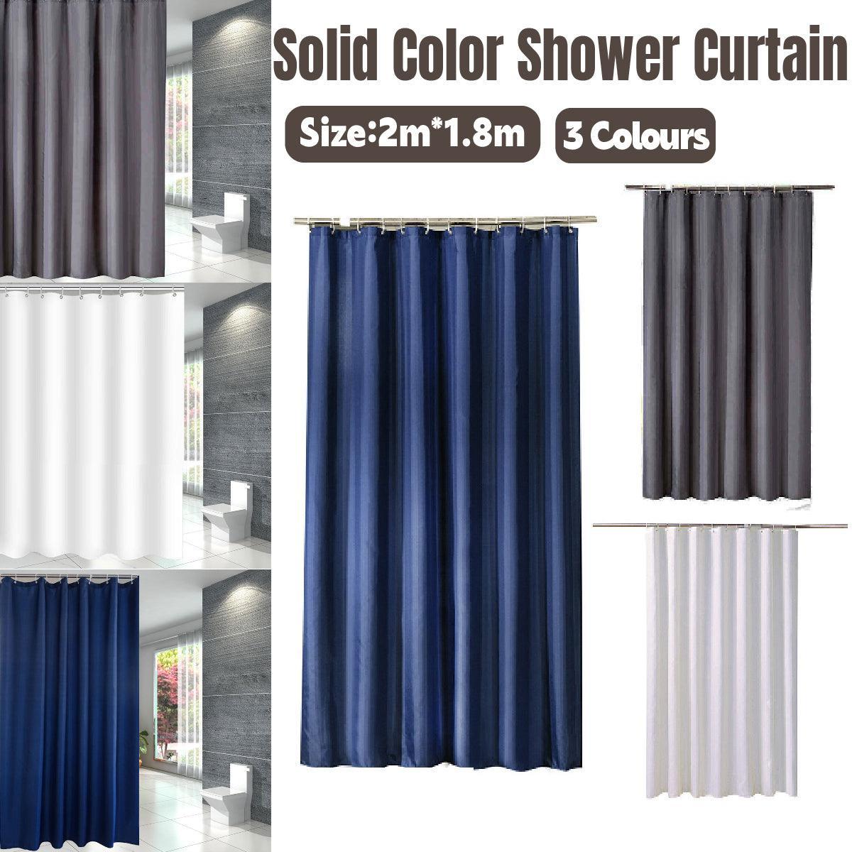 V528-SHOWER-CURTAIN-BLUE-302093-202510010818-00 Solid Color Waterproof Shower Curtain Bathroom Decor Resistant Fabric Liner - Blue - Image 1