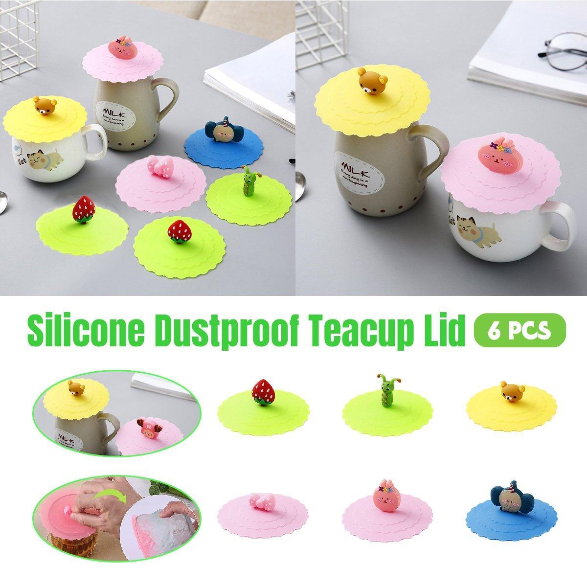 V528-SILICONE-LID-497051-202509251617-00 6PCS Silicone Tea Cup Lids Leak Proof Dustproof Universal Drink Covers for Mugs - Image 1