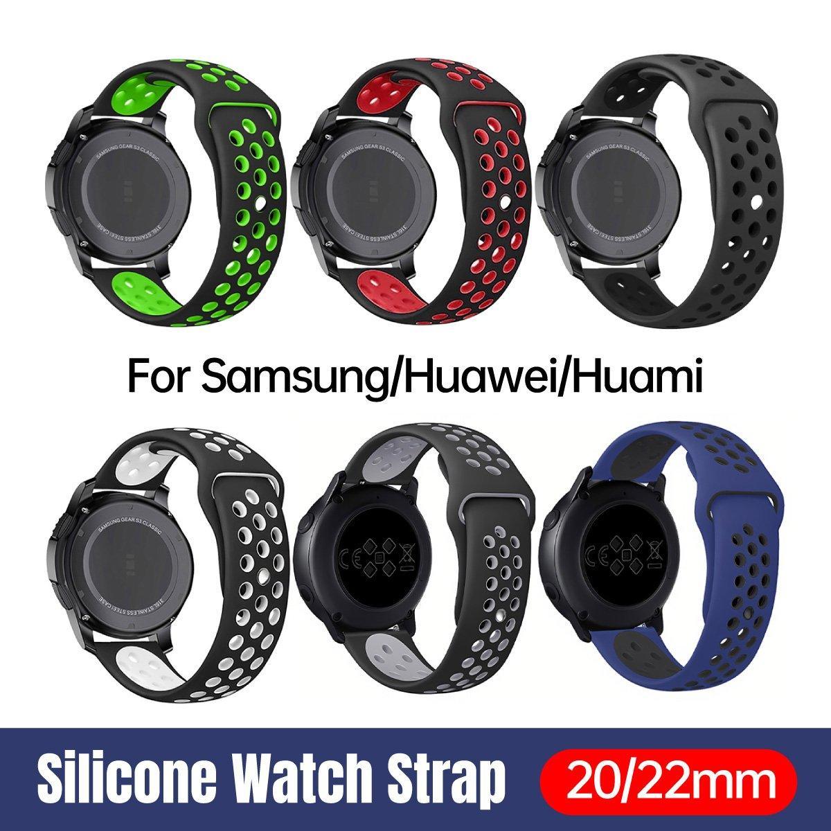 V528-SILICONE-STRAP-22MM-GREEN-597954-202510010718-00 22mm 20mm Silicone Sports Watch Band for Samsung Huawei Huami Two-Tone Strap - 22mm-Green - Image 1