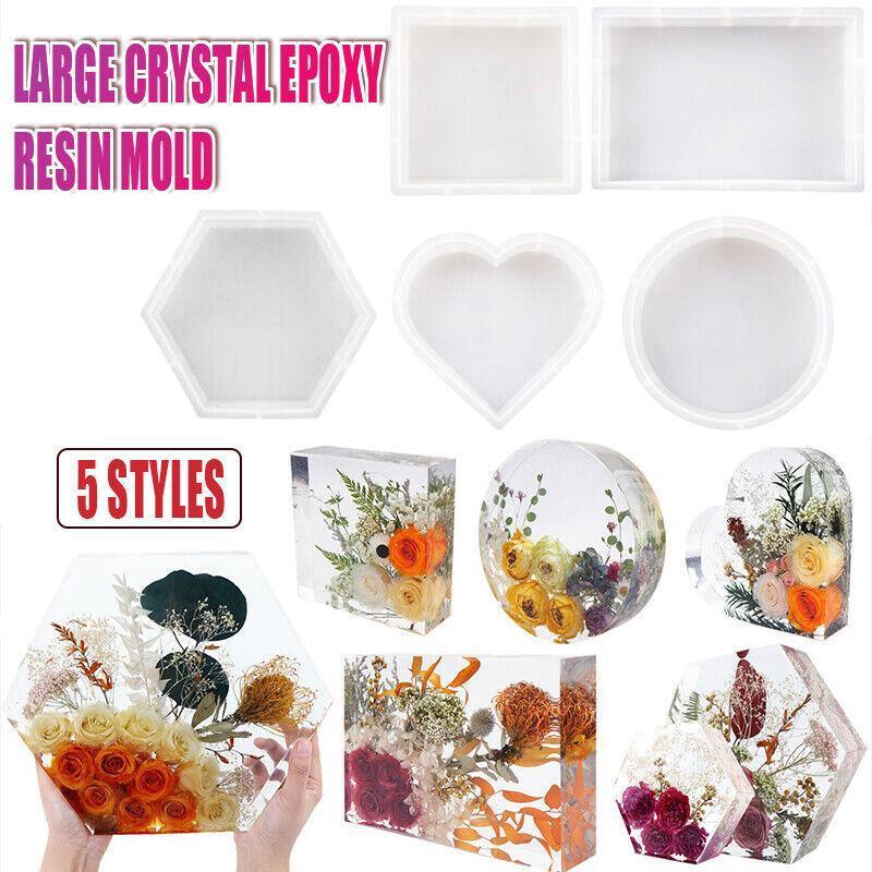 V528-SILICONEMOLD-RECTANGLE-18575-202509302109-00 New Large Crystal Epoxy Resin Mold Geometry Cube Specimen Love Heart Round Mould - Rectangle - Image 1