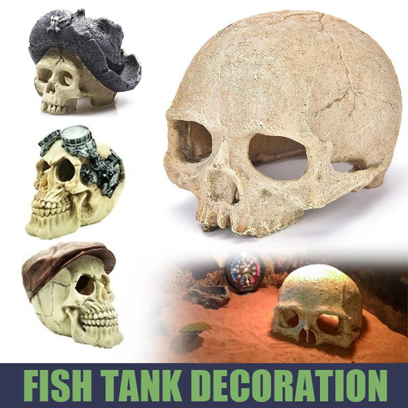 V528-SIMULATIONSKULL-PIRATE-388969-202510010727-00 Artificial Fake Skull Head Bone Aquarium Ornament Fish Tank Decoration - Pirate - Image 1