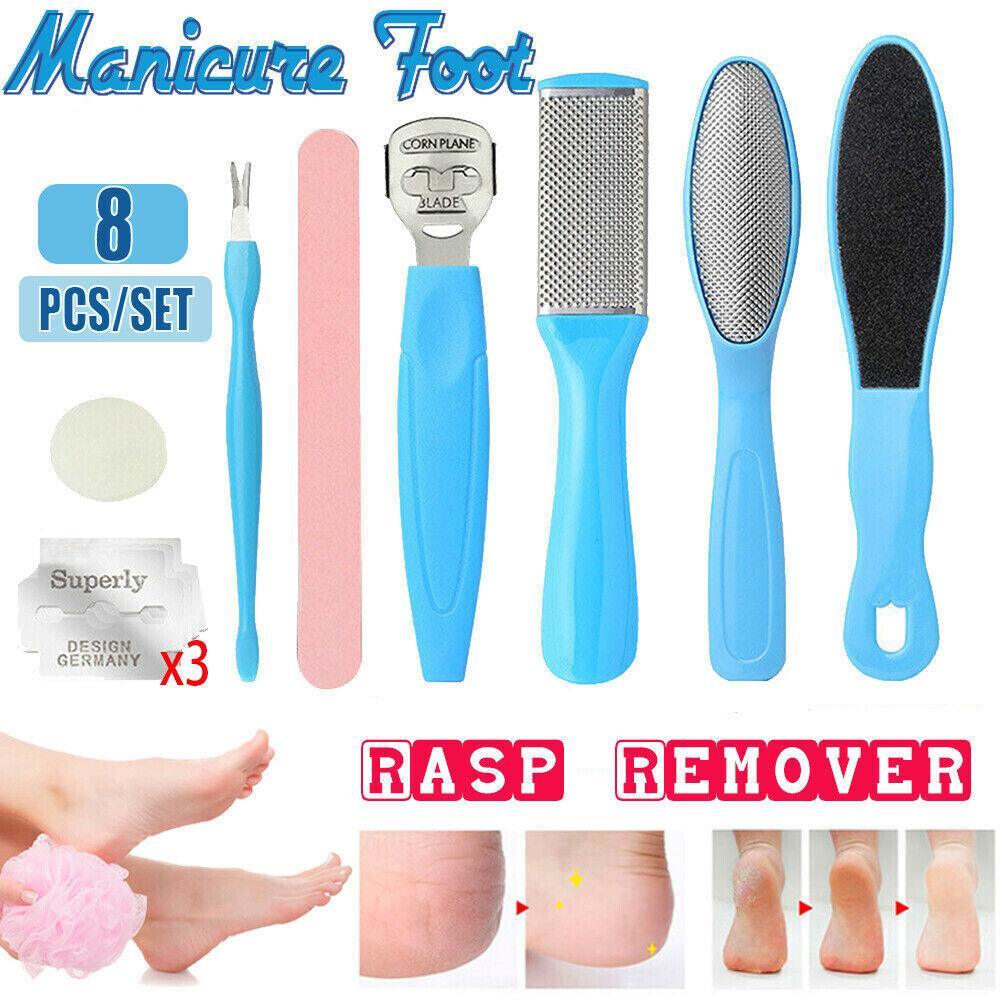 V528-SKIRTINGBOARD-8PCS-BLUE-445522-202509251630-00 8Pcs Manicure Foot Rasp File Hard Dead Skin Remover Pedicure Peeling Tools Kit - Image 1
