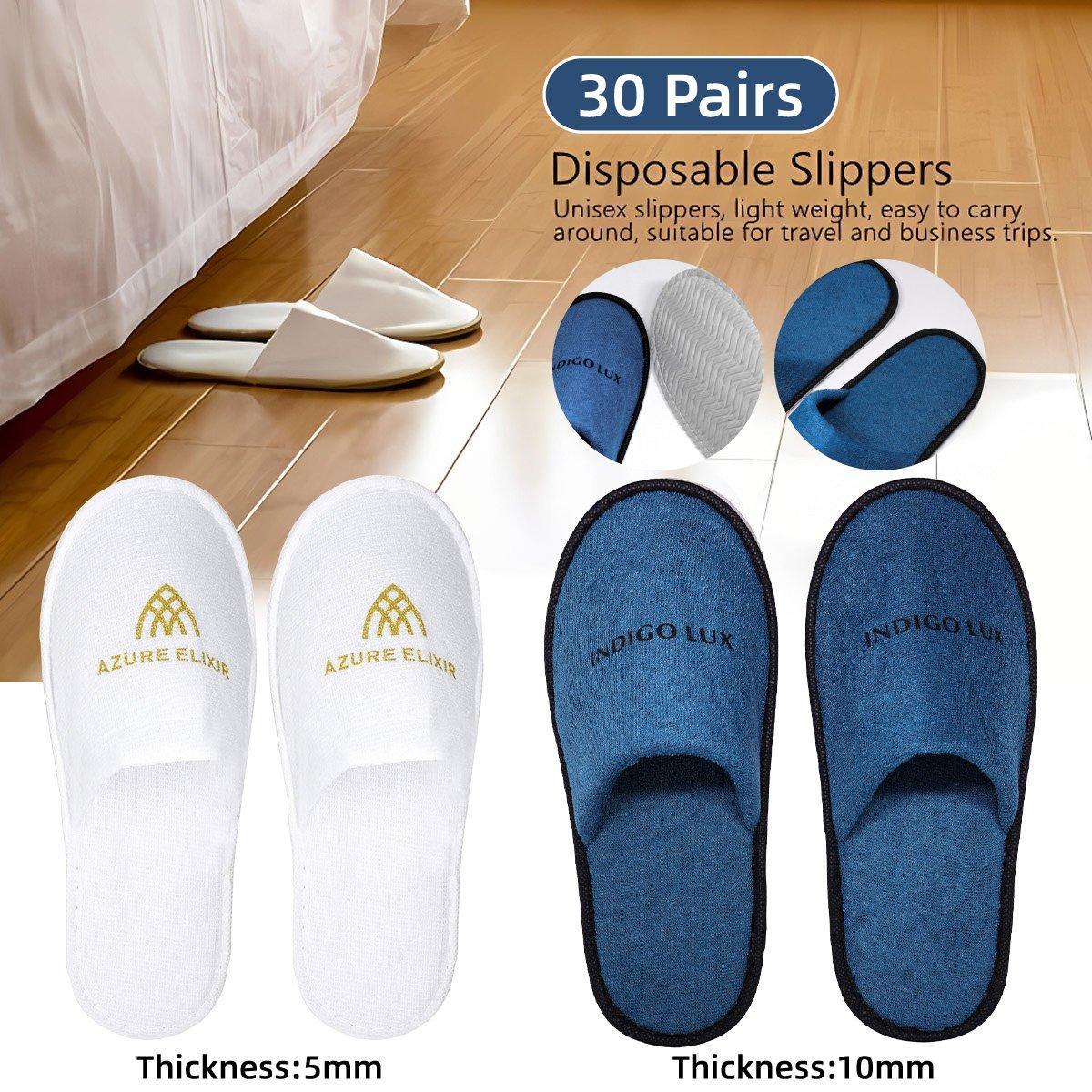 V528-SLIPPERS-30PCS-144059-202509301400-00 30 Pairs Hotel Guesthouse Hospitality Slippers for Household Comfort and Use - Blue - Image 1
