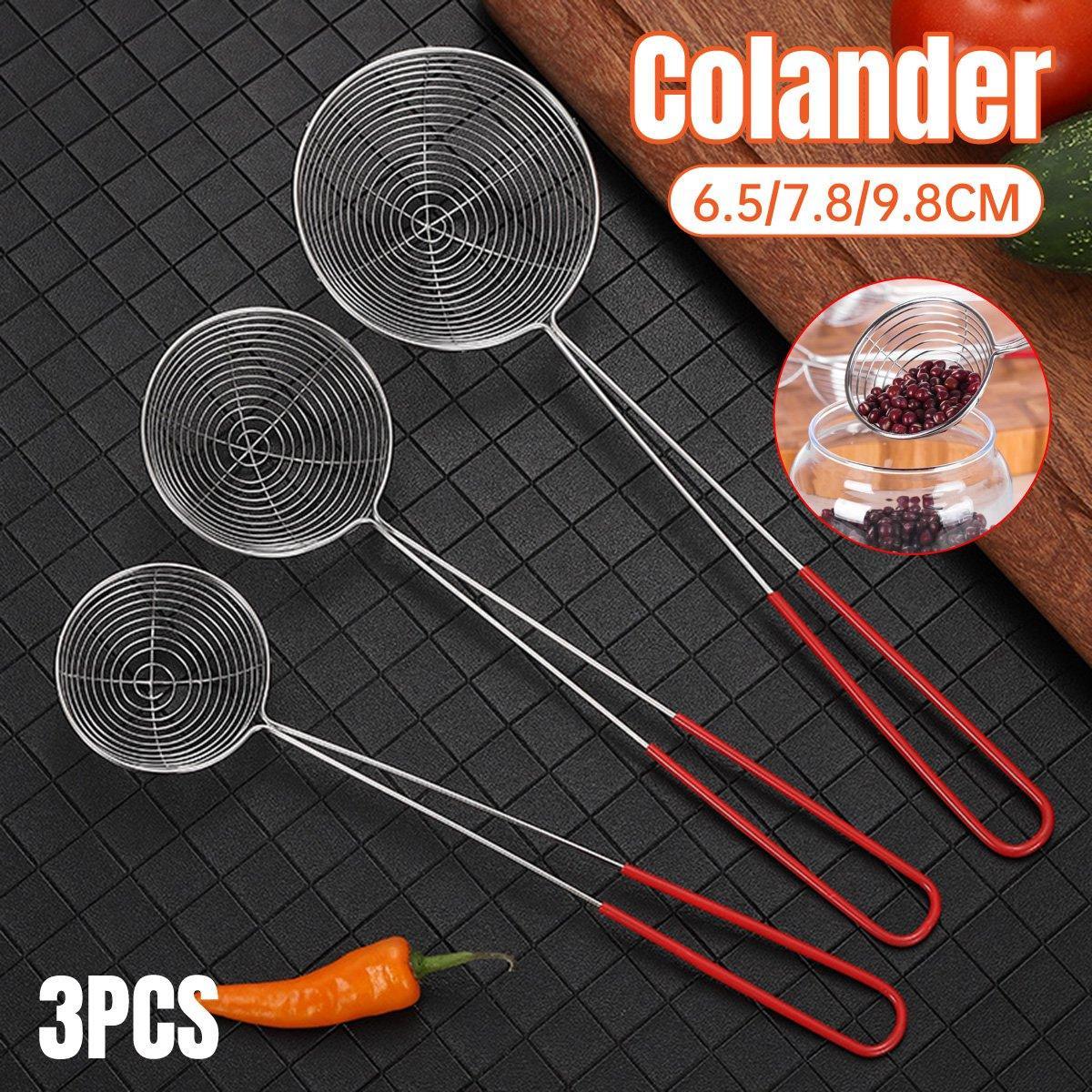 V528-SLOTTED-SPOON-3PCS-977474-202509251341-00 3X Stainless Steel Slotted Filter Spoon MilkTea Kitchen Tool OilSkimmer Strainer - Image 1
