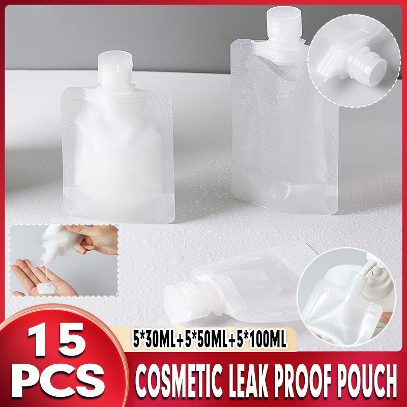 V528-SM00103-15PCS-369311-202509251516-00 15PCS Reusable Cosmetic Travel Leakproof Pouch Set 30ml 50ml 100ml - Image 1