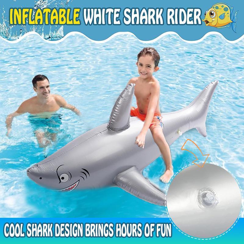 V528-SM00264-SHARK-927613-202509250931-00 Inflatable Shark Pool Rider Float Toy for Swimming and Water Fun - Image 1