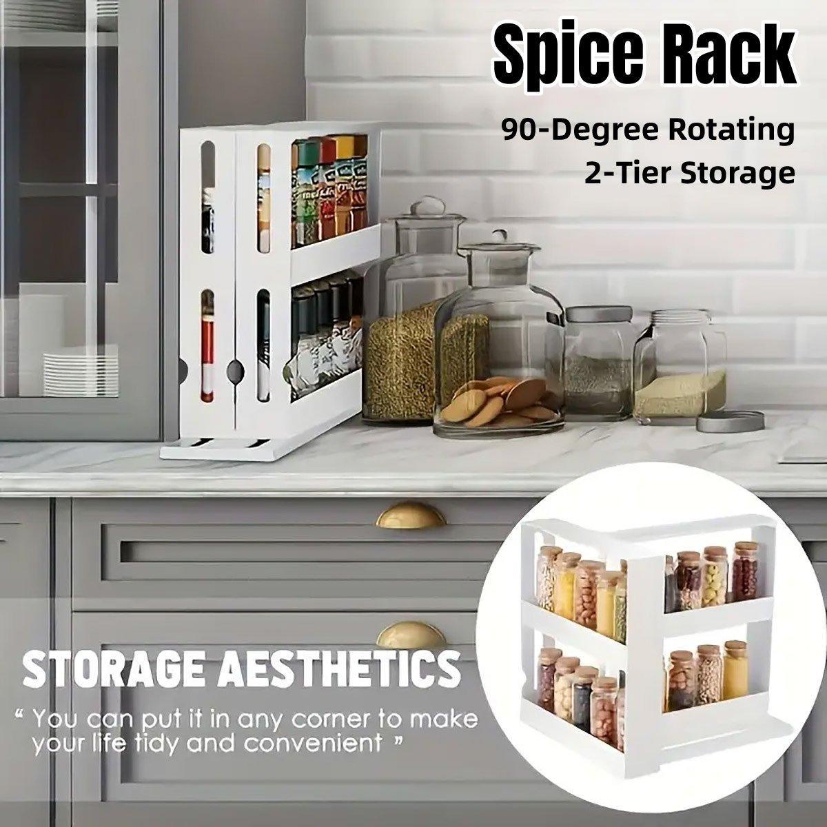 V528-SPICE-RACK-264912-202509251616-00 Rotating Spice Rack Kitchen Organizer Food Storage Rack Spice Organizer Stand - Image 1