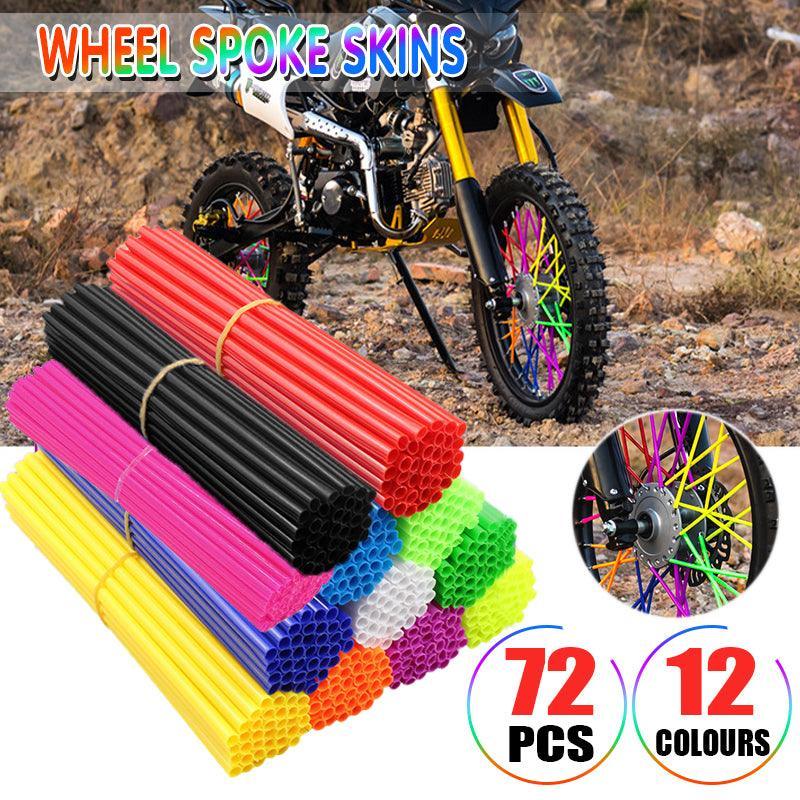 V528-SPOKE-72PCS-YELLOW-51431-202509301527-00 72PCS Wheel Spoke Wrap Sleeves Mountain Bike Bicycle Mtb Wraps Skins Covers - Yellow - Image 1