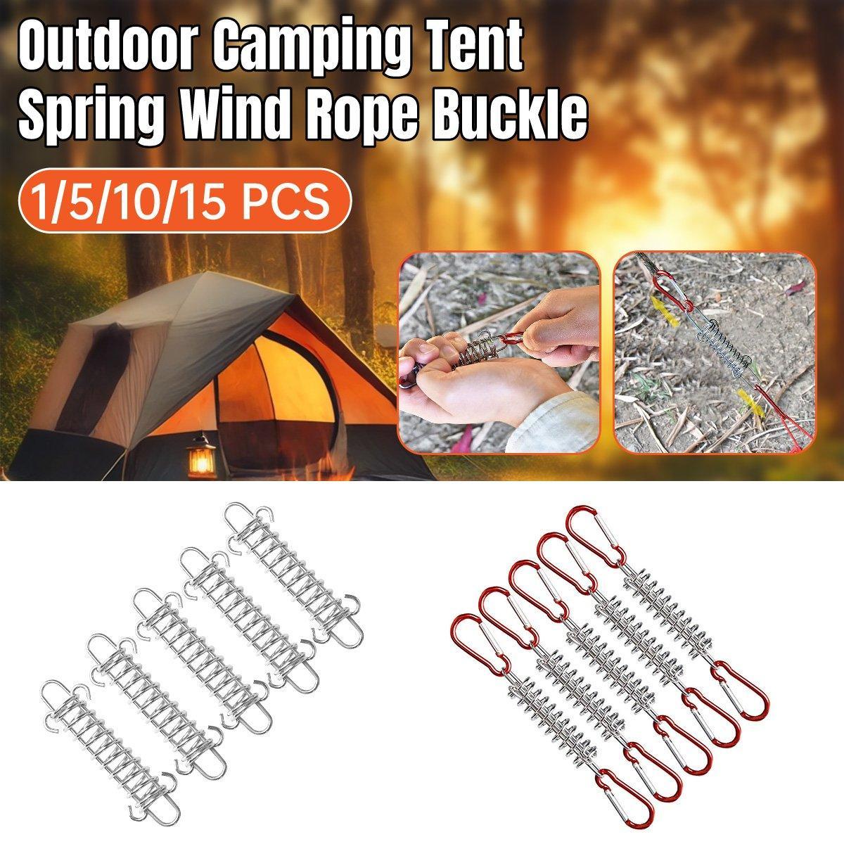 V528-SPRING-BUCKLE-1PCS-560525-202509301354-00 1-15PCS Outdoor Camping Tent Spring Wind Rope Buckle Fix Hook Buckles Silver Red - 1pcs - Image 1