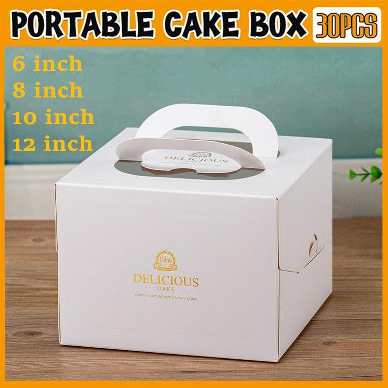 V528-SQ221-DGH-WHITE-6C-30PCS-215705-202510010745-00 30PCS White Portable Cake Boxes Display Window Packing Case Party with Handle Birthday - 6 inch - Image 1