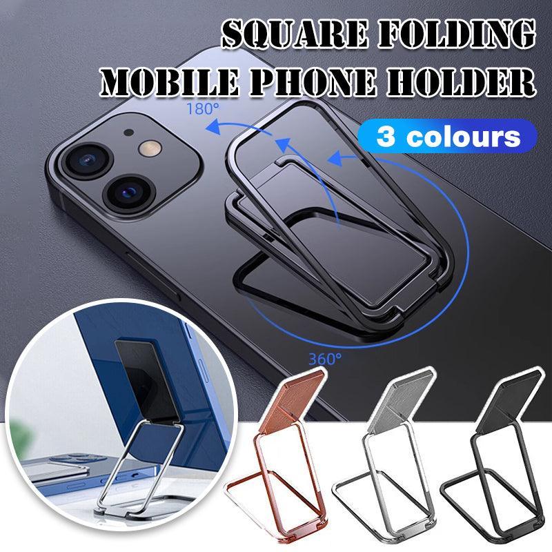 V528-SQUARESET-SILVER-410235-202509251525-00 Portable Multifunctional Folding Metal Mobile Phone Holder Bracket Desktop Stand - Silver - Image 1