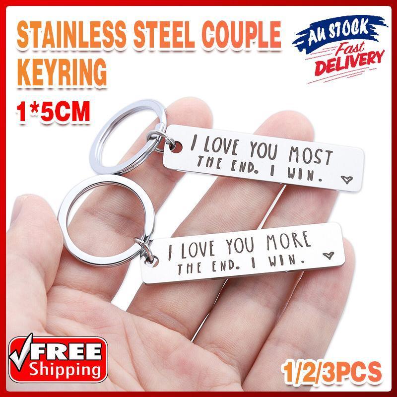 V528-STAINLESSCOUPLEKEYCHAIN-394481-202509301254-00 I Love You More The End I Win Stainless Steel Couple Keyring Keychain Gift Funny - X1 - Image 1