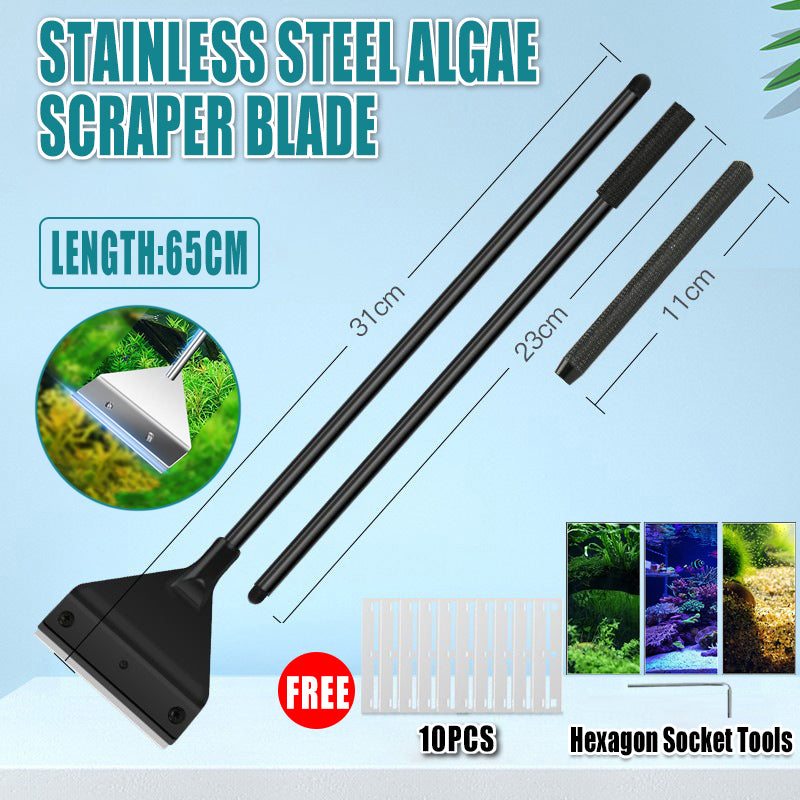 V528-STAINLESSSCRAPER-834940-202509291609-00 304SS Aquarium Stainless Steel Algae Scraper Blade Fish Tank Glass Cleaner - Image 1