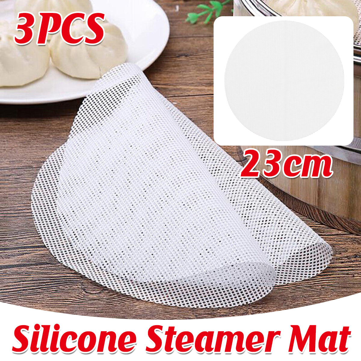 V528-STEAMERLINING-3PCS9IN-83360-202509291427-00 3pcs Silicone Steamer Pad Steamer Cloth Non stick Drawer Cloth Reusable Kitchen - Image 1