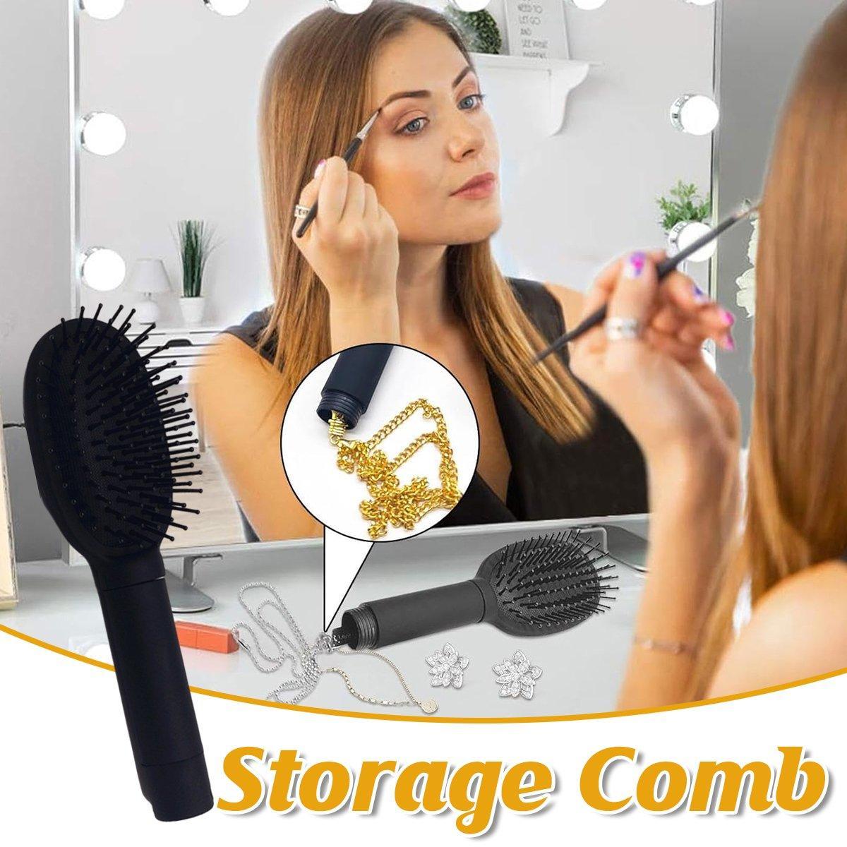 V528-STORAGE-COMB-BLACK-404957-202509291509-00 Secret Compartment Hair Comb Multi-functional Storage Hidden Money Medicine Box - Image 1