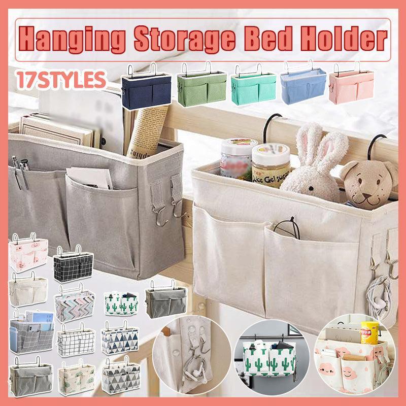 V528-STORAGEBAG-GREEN-807847-202509301918-00 Hanging Bedside Storage Caddy with Pockets for Bunk Bed Dorm Couch Organizing - Light Green - Image 1