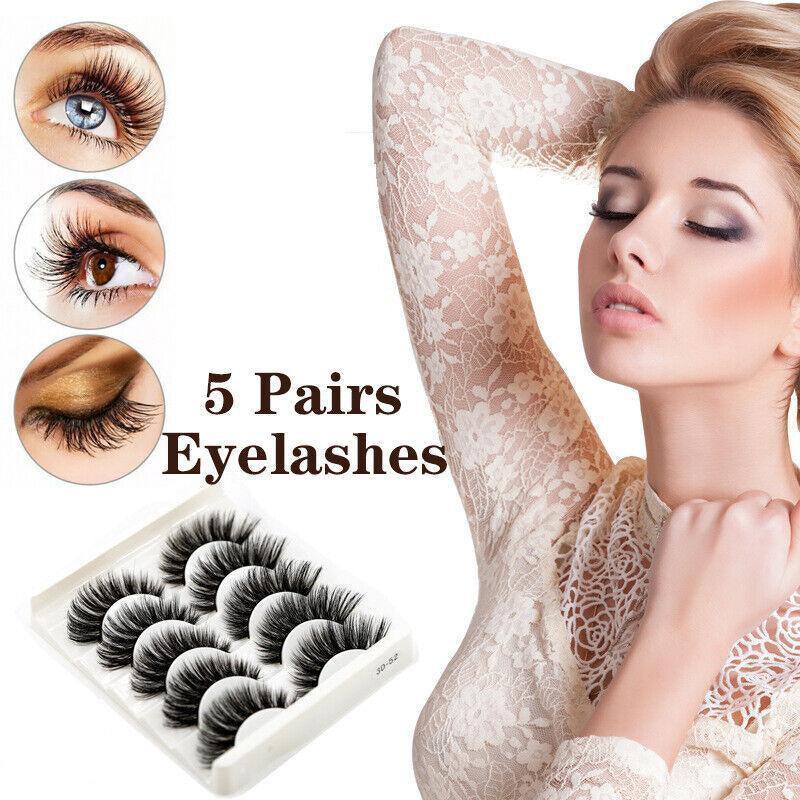V528-STYLE-3D-4785270-202510010127-00 5 Pairs 3D Thick Mink Fake False Eyelashes Natural Long Wispy Makeup Lashes Au - 3D-47 - Image 1