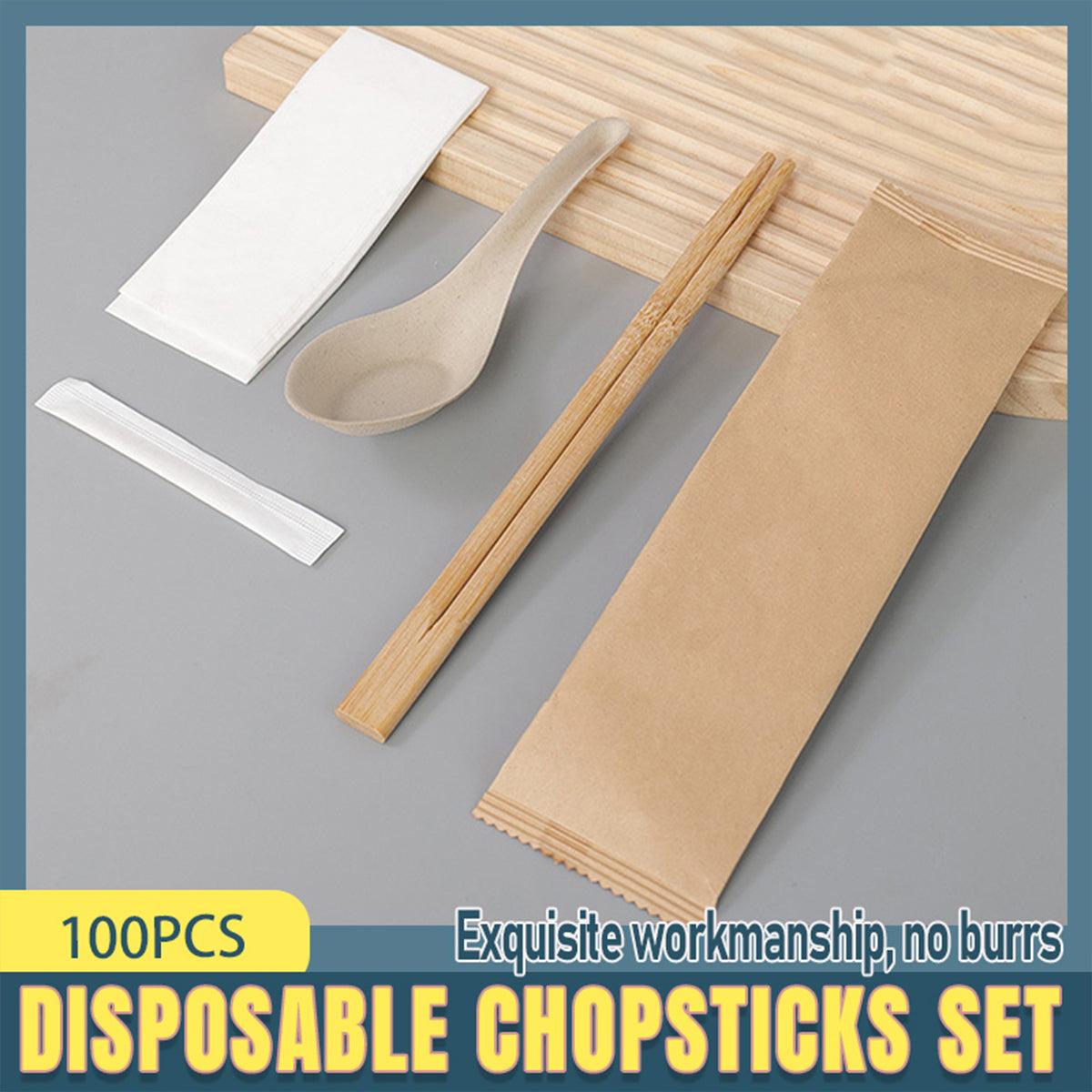 V528-TABLEWARE-100PCS-829393-202509251346-00 100pcs Disposable Chopsticks Set Four Pair Pack for Home Restaurant Fast Food - Image 1