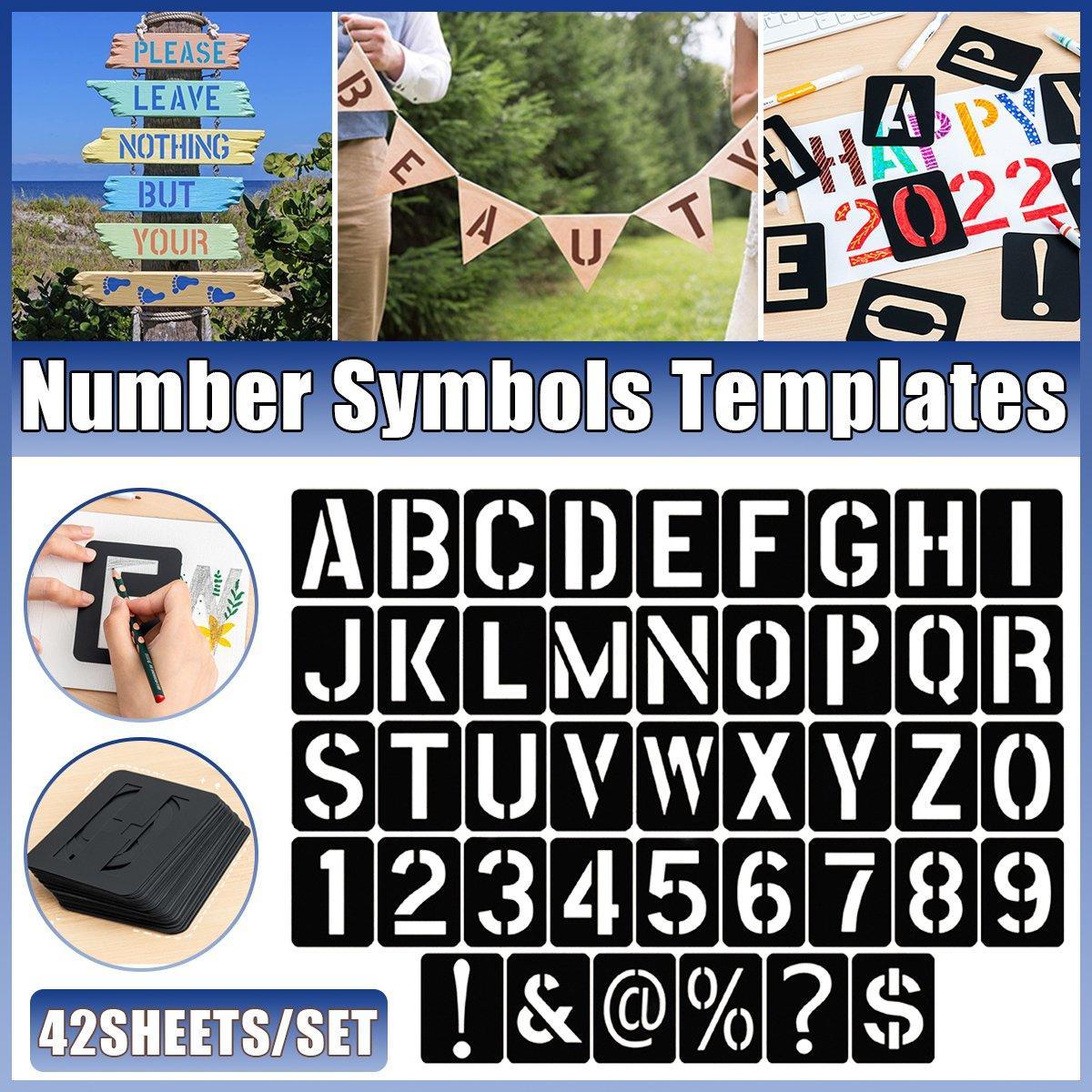 V528-TEMPLATE-42PCS-985108-202509251136-00 DIY Black Plastic Numerical Letter Symbol Inkjet Template for Wall Furniture - Image 1