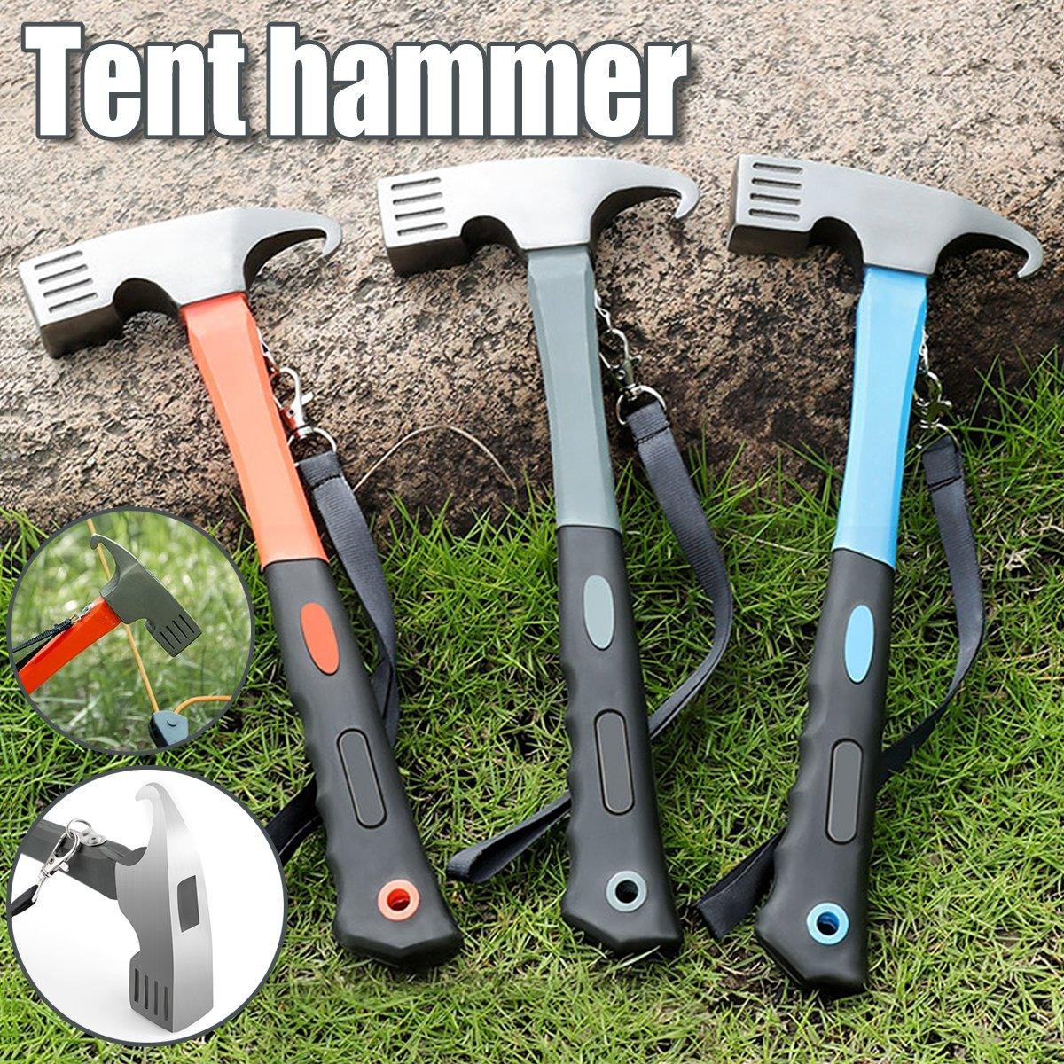 V528-TENT-HAMMER-BLUE-698284-202509291936-00 Outdoor Camping Hammer Tent Stake Puller Ground Hammer Heavy Duty Camping Tool - Blue - Image 1
