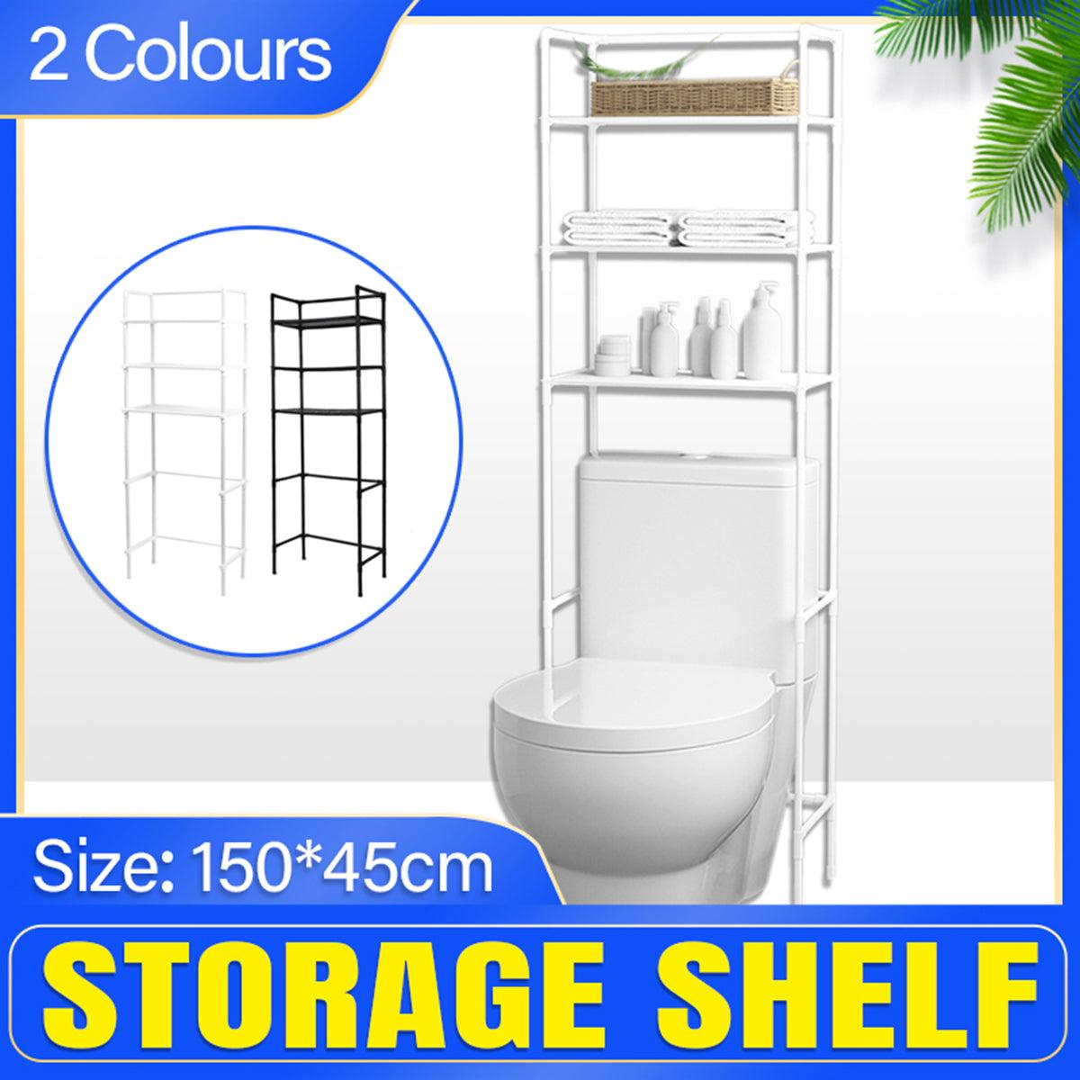 V528-TOILET-RACK-03-BLACK-638867-202510010527-00 Bathroom Rack Over Toilet Washing Machine Shelf Storage Organizer Stand Unit - Black - Image 1