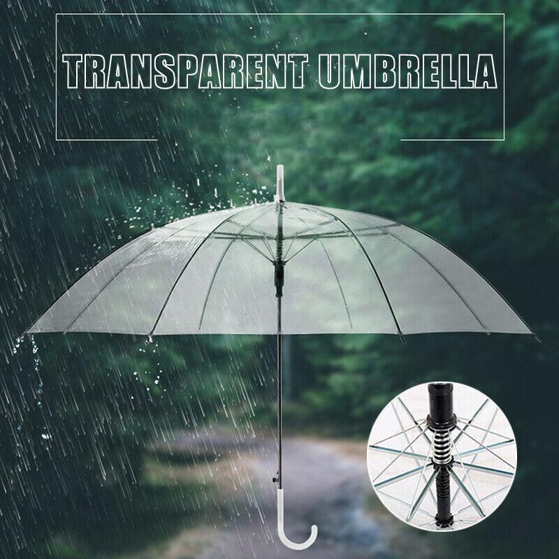 V528-TRANSPARENTUMBRELLA-465124-202509250940-00 Clear Transparent Umbrella Long Handle Auto Open PVC Rain Parasol 71cm - Image 1