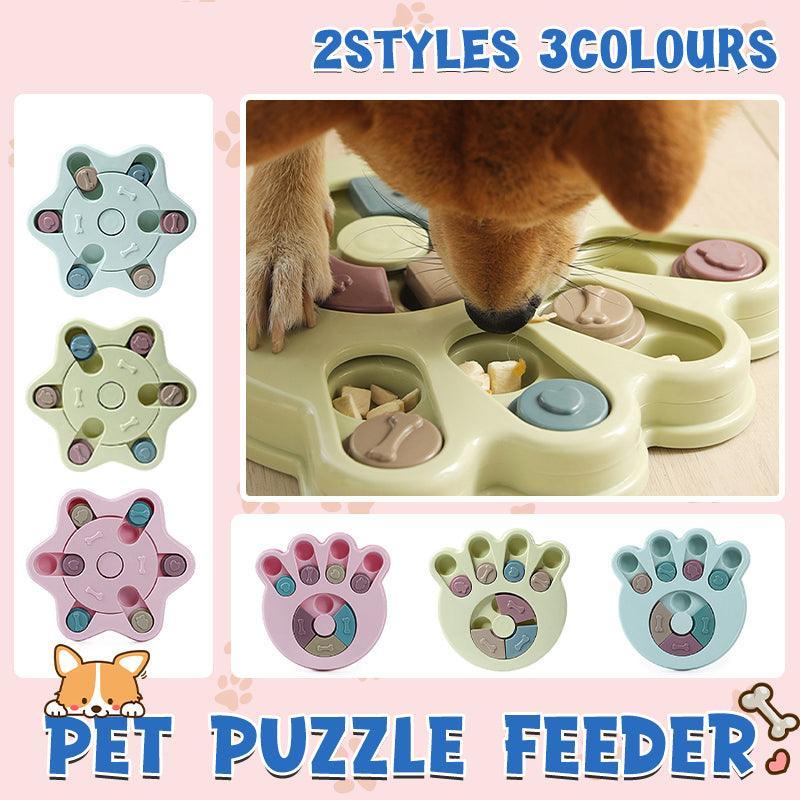 V528-TURNTABLE-CLAW-BLUE-99095-202509190926-00 Dog Treat Dispenser Food Puzzle Toy Interactive Training Feeder Pet Supply Bowl - Claw-Blue - Image 1