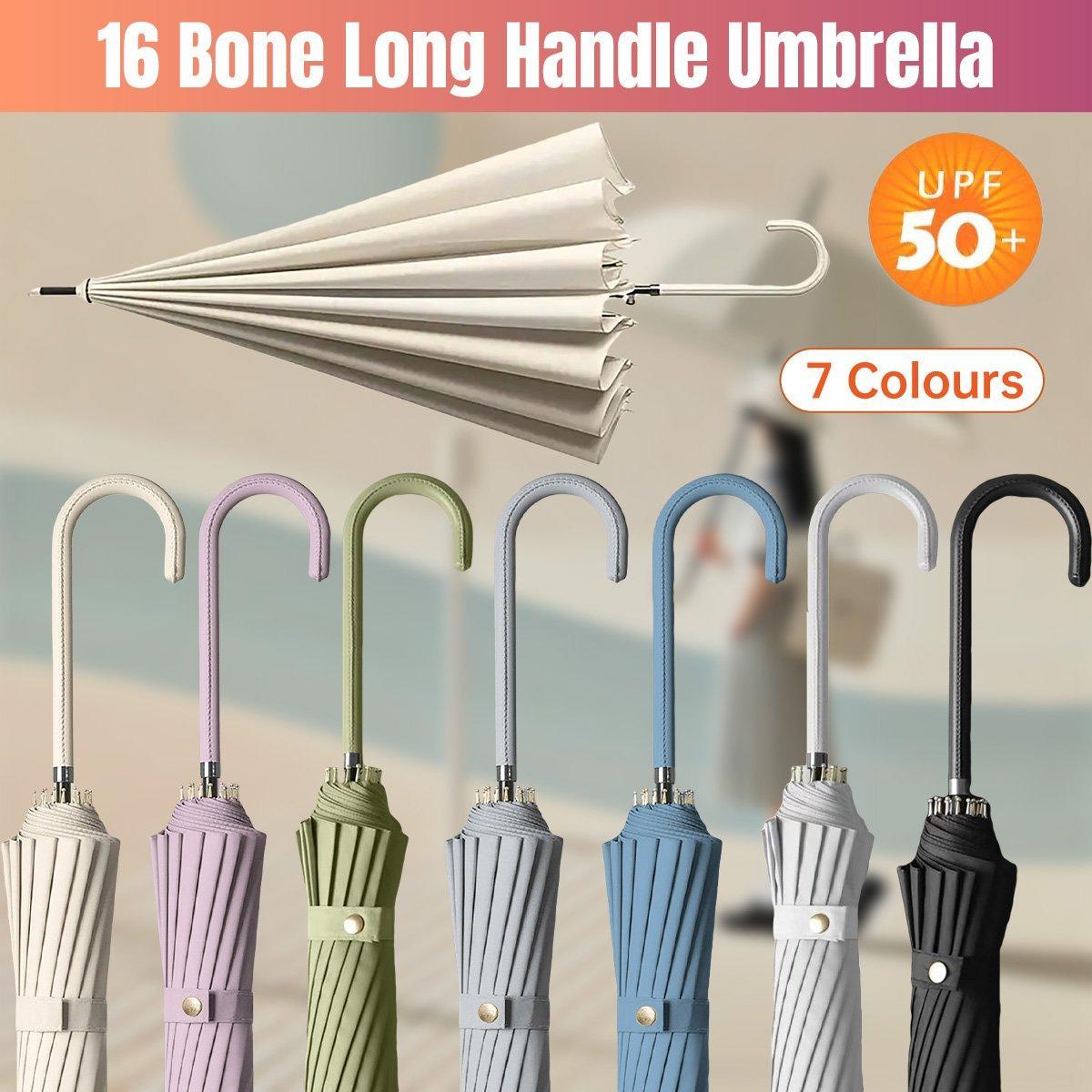 V528-W-UMBRELLA-PURPLE-844968-202509301718-00 Large 16 Bone Automatic Umbrella Unisex Long Handle Dual Use Rain Sun Umbrella - Purple - Image 1