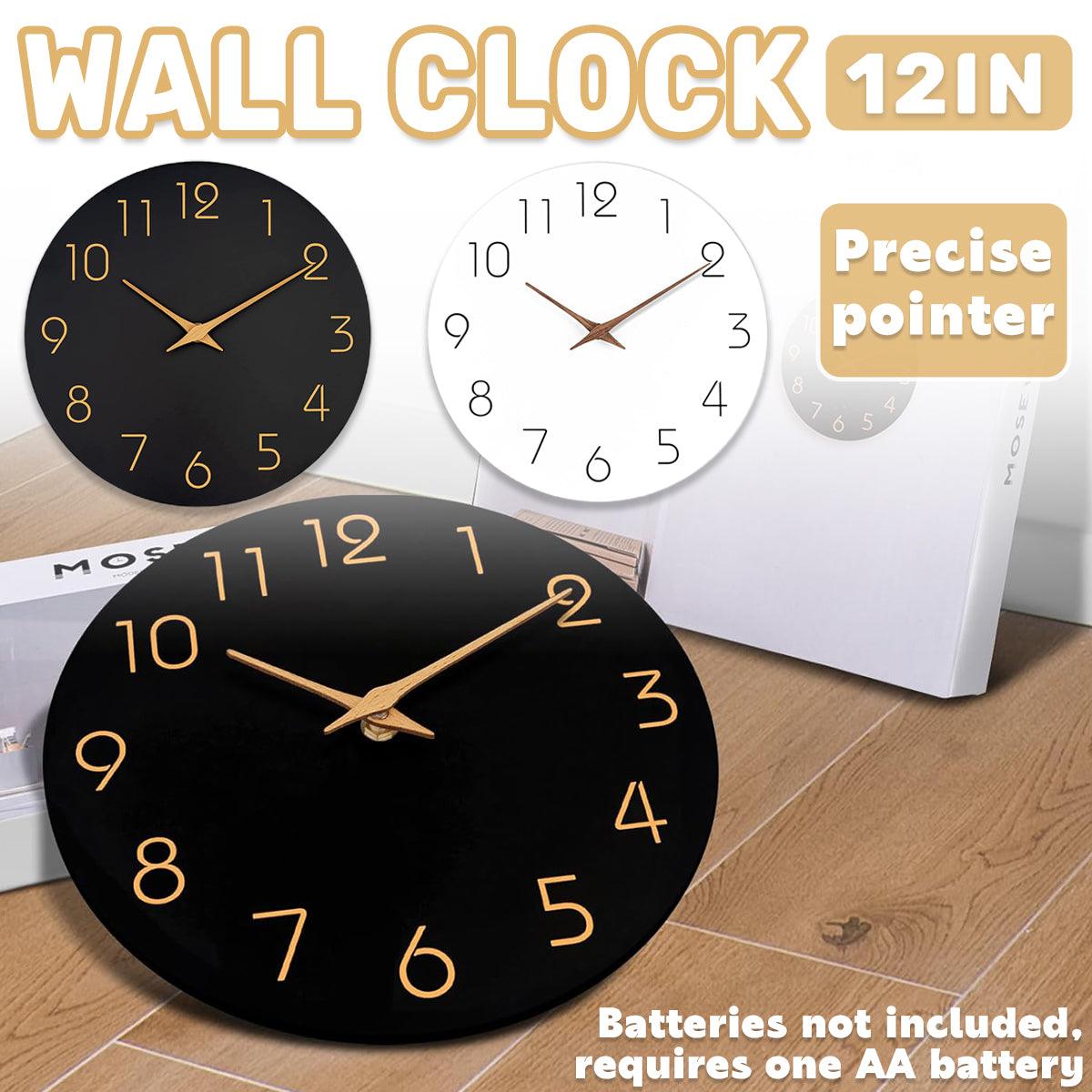 V528-WALL-CLOCK-BLACK-12-487887-202509291928-00 12 Inch Digital Wall Clock Simple Hanging Watch for Living Room Home Decoration - Black - Image 1