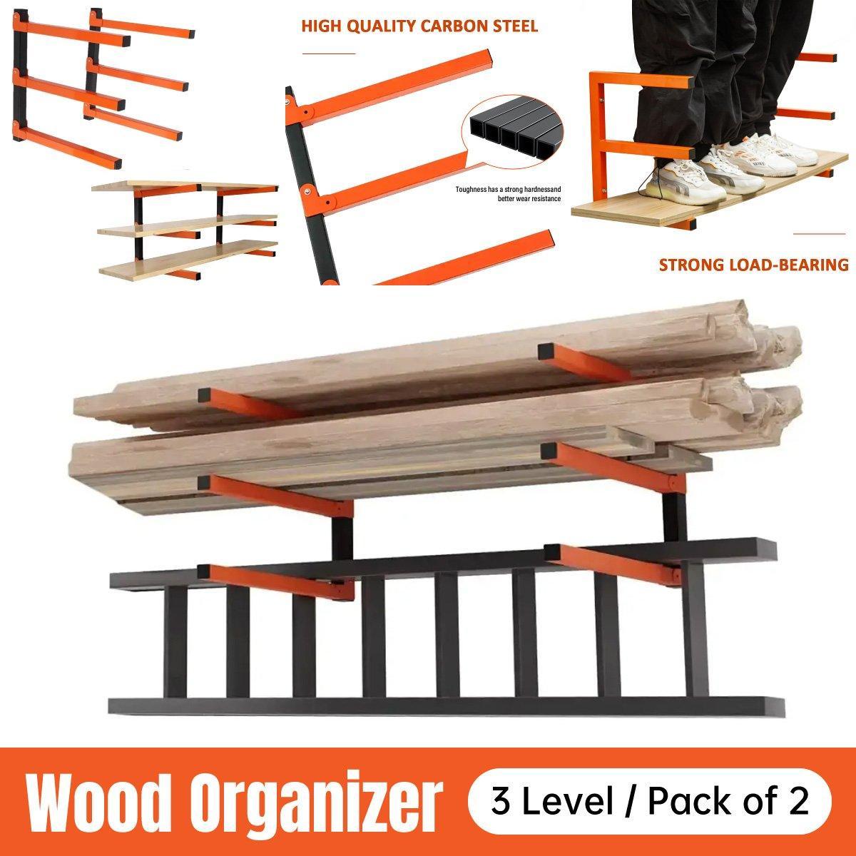 V528-WALL-HANGING-WOOD-RACK-866825-202509251536-00 2PCS Wall Mounted Folding Storage Rack Carbon Steel Multi-Layer Organizer - Image 1