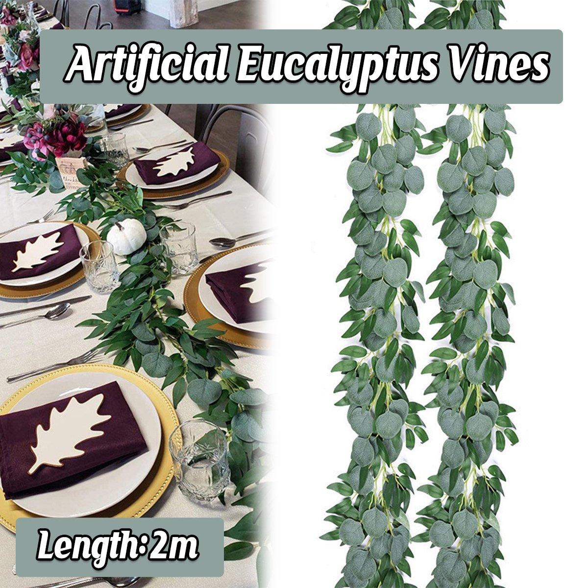 V528-WILLOW-LEAF-2M-793994-202509291809-00 Artificial Eucalyptus Garland 2m Green Vine Fake Plant Home Decoration Rattan - Image 1