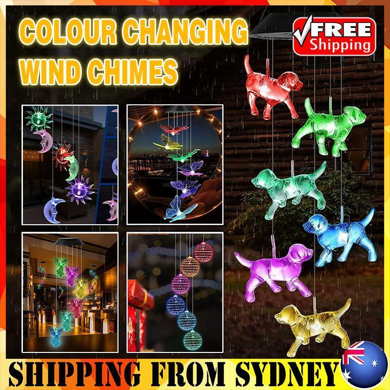 V528-WINDCHIMESLIGHT-BALL-277088-202510011118-00 Colour Changing Wind Chimes LED Light Hanging Decor Outdoor Solar Powered Garden - Ball - Image 1