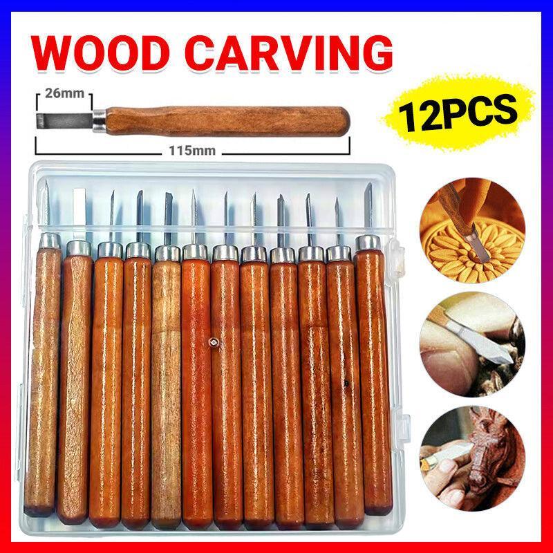 V528-WOODCARVING-12PCS-465869-202509251235-00 12Pcs Wood Carving Tool Chisels Set Woodcut Knife Arts Crafts Woodworking Chisel - Image 1