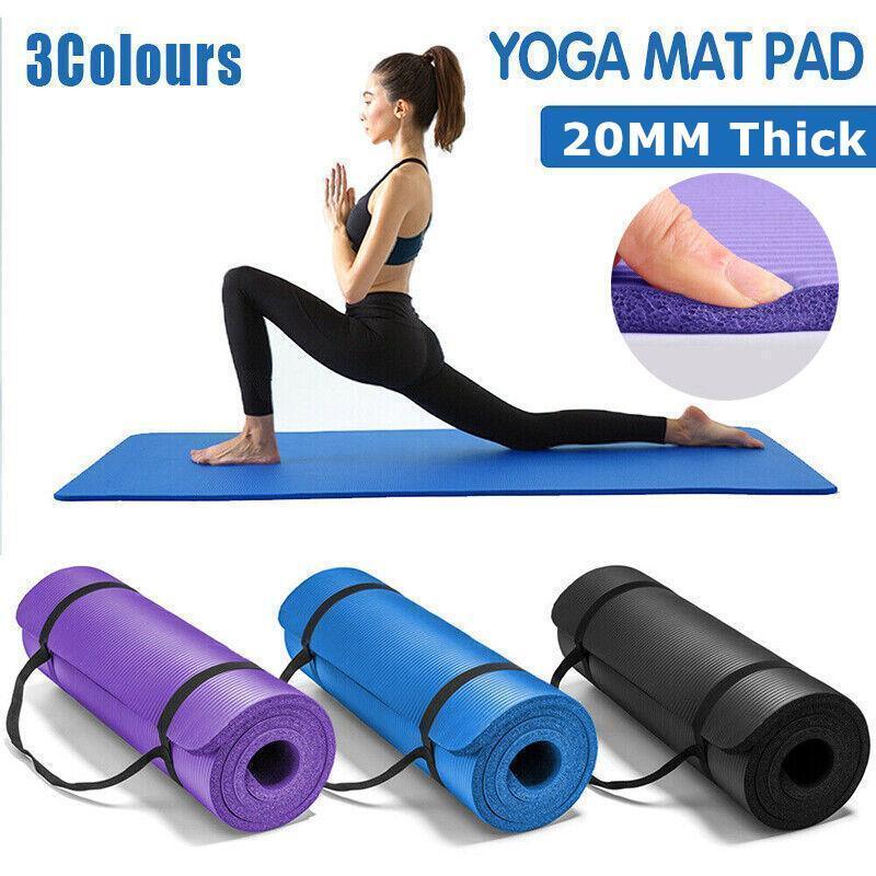V528-YOGAMAT-BLACK-20MM-769761-202510010745-00 20MM Thick Yoga Mat Pad NBR Nonslip Exercise Fitness Pilate Gym Durable - Black - Image 1