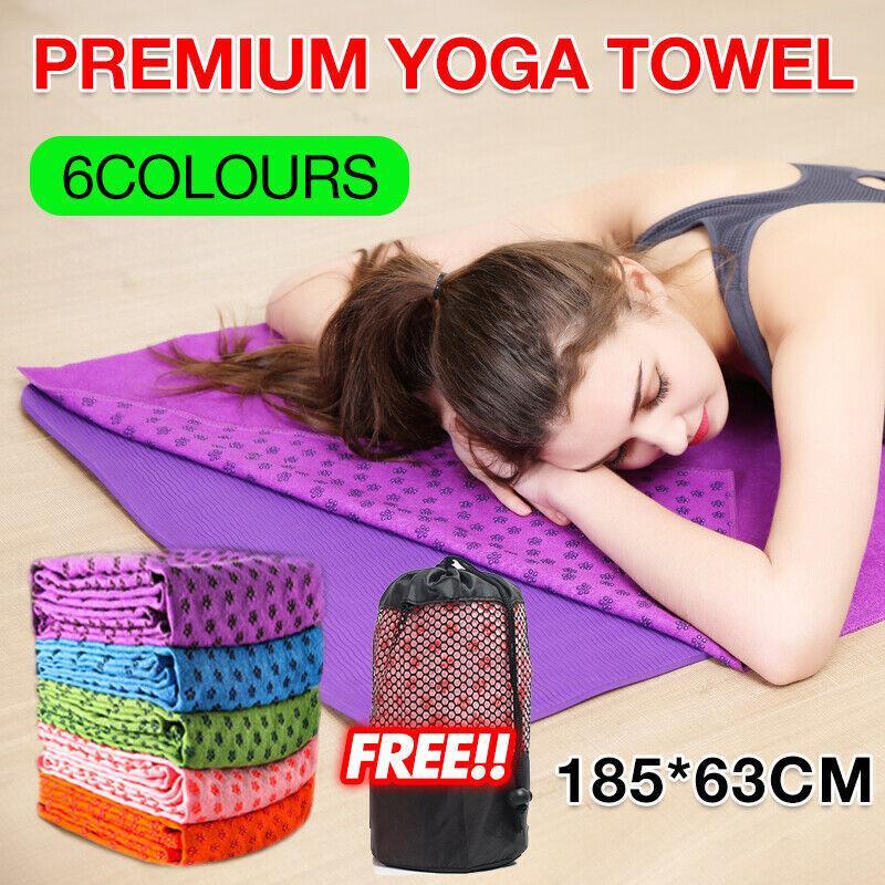 V528-YOGANON-SLIPMAT-ORANGE-28772-202510010419-00 Non Slip Yoga Towel Mat Microfiber Fitness Gym Exercise Blanket with Carry Bag - Orange - Image 1