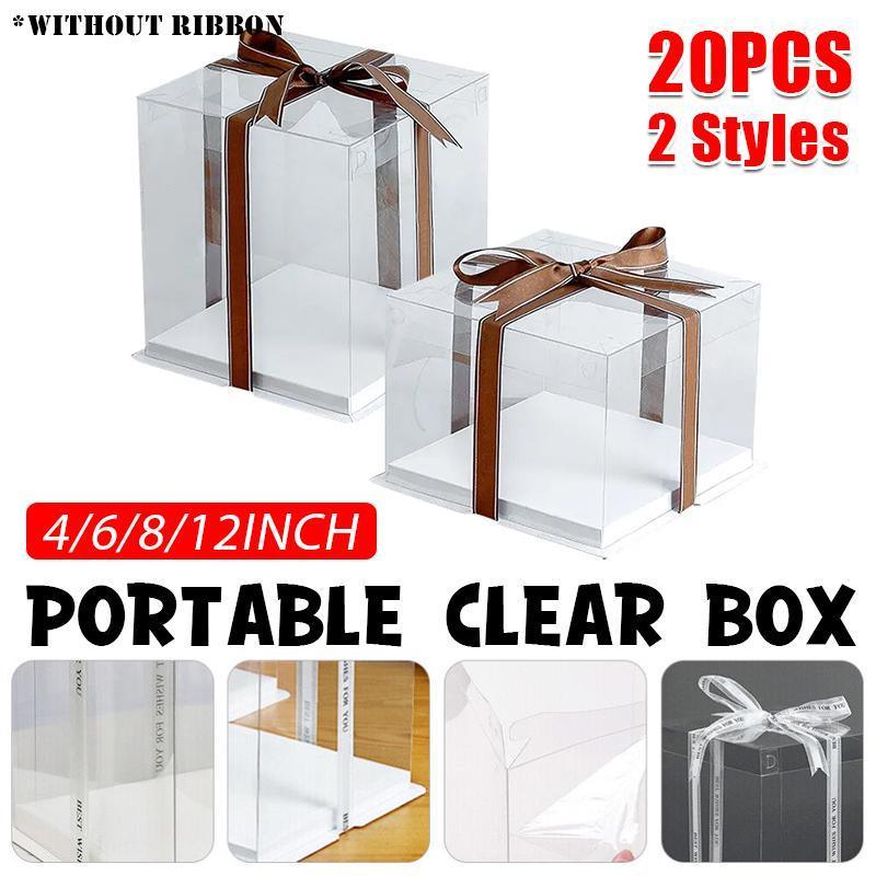 V528-ZK00008-4INCH-DOUBLE-708562-202509301645-00 20 PCS Clear Treat Box Box Portable Cake Display Transparent Birthday Cake - 4 INCH(without ribbon)-Double - Image 1