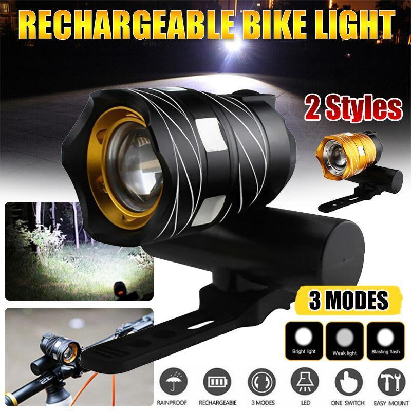 V528-ZK00295-BLACK-495729-202509301927-00 LED Bike Headlight 15000LM USB Rechargeable Waterproof Front Lamp for Bicycle - Black - Image 1