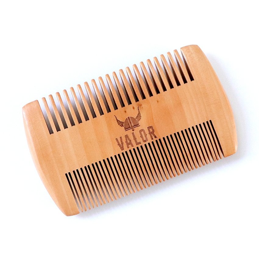V534-VA128-202507050140-00 Valor Wooden Beard Comb - Natural - Image 1