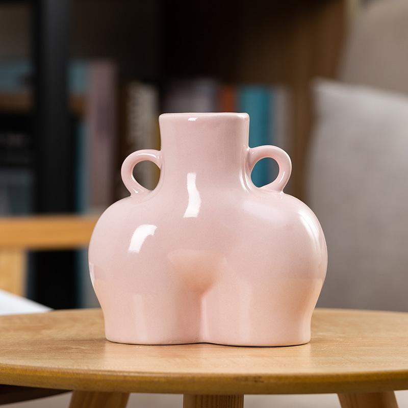 V562-0107722750DBT-202508271204-00 Small Bright Pink Ceramic Flower Vase for Home Decor - Image 1