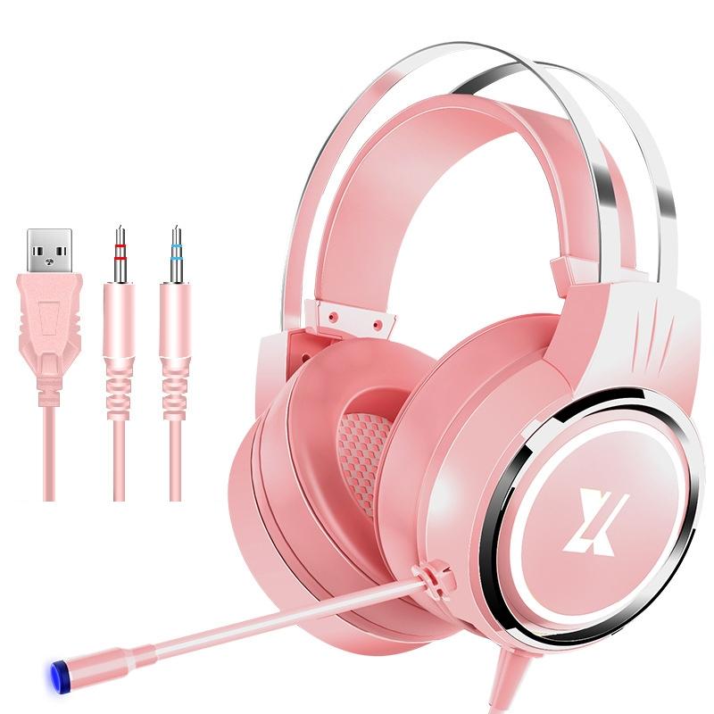 V562-0196961060DBT-202508280730-00 X8 Upgraded Gaming Headset With Mic Pink - Image 1