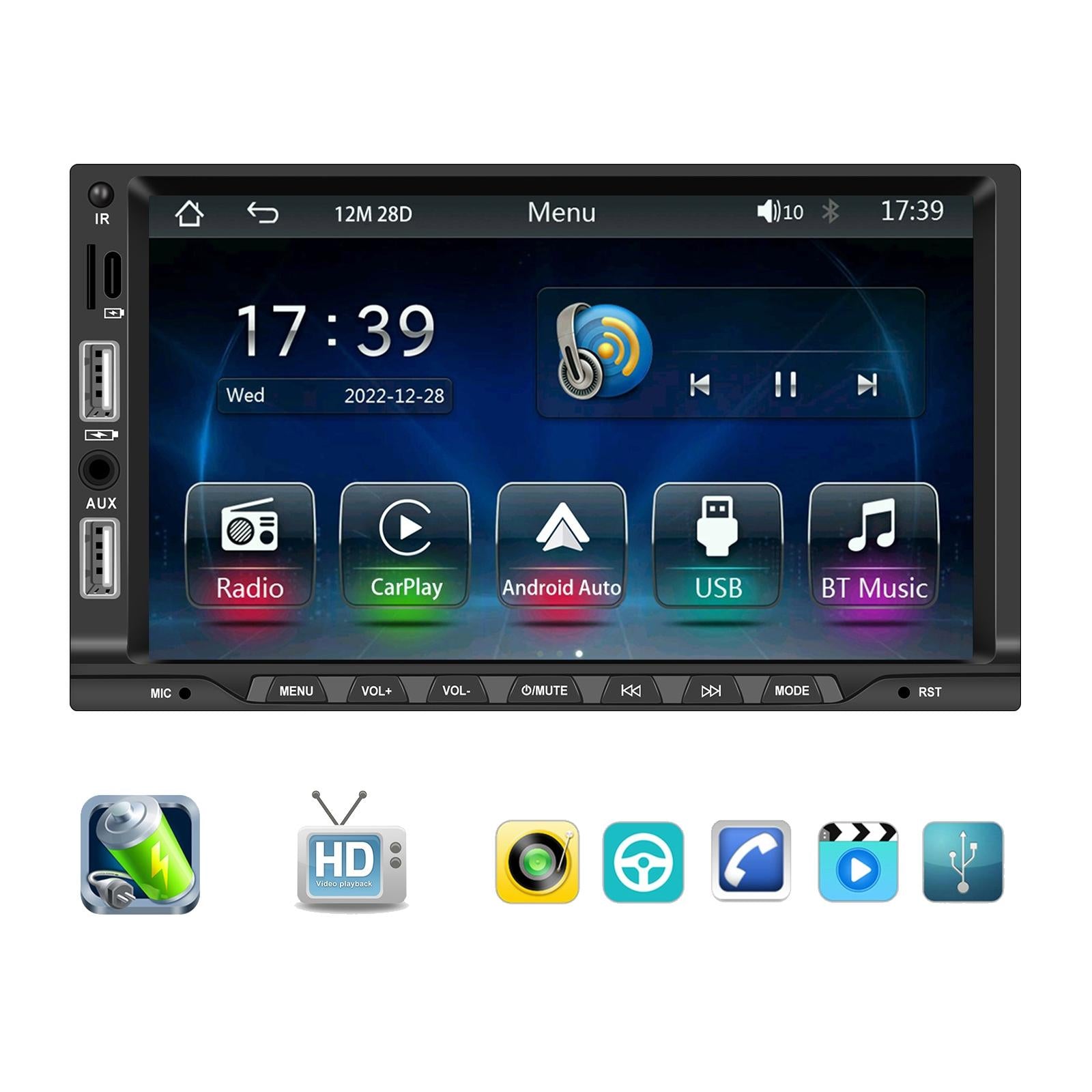V562-1098445060DBT-202508282345-00 7 Inch Car Mp5 Player Carplay / Android Auto / Mirror Link / Bluetooth - Standard - Standard Edition - Image 1