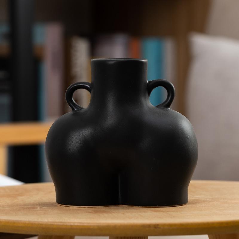 V562-1107722750DBT-202508271553-00 Small Matte Black Ceramic Vase for Home Decor and Dried Flower Arrangements - Image 1