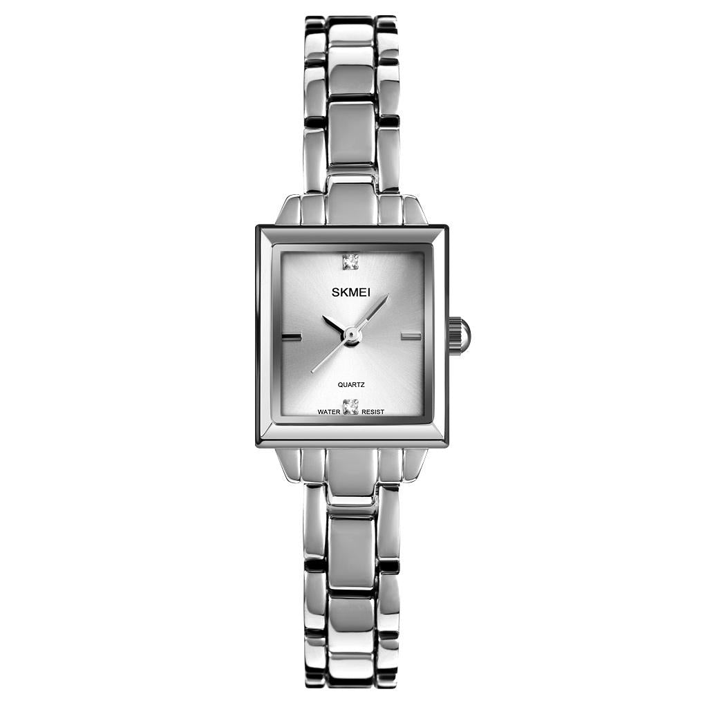 V562-20036500AYS-202508271137-00 Elegant Square Quartz Watch for Women with Diamonds - Silvery - Image 1