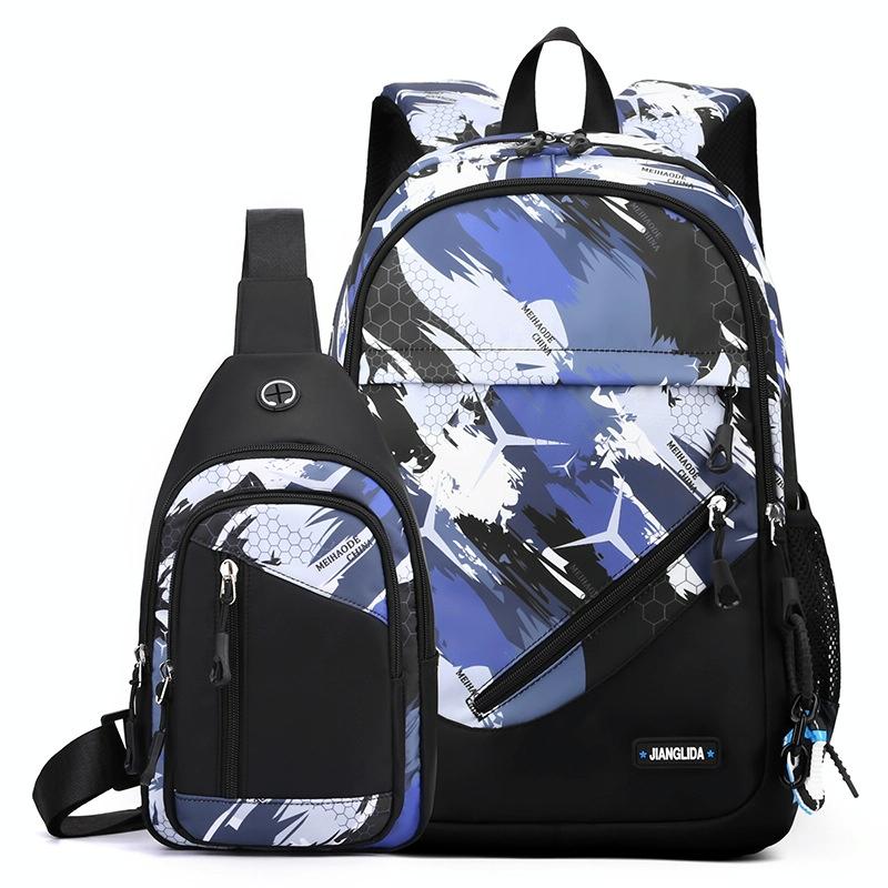 V562-2006374060DBT-202508281305-00 Lightweight 2-in-1 Backpack and Chest Bag for Men - Blue Football - Blue Honeycomb - Image 1