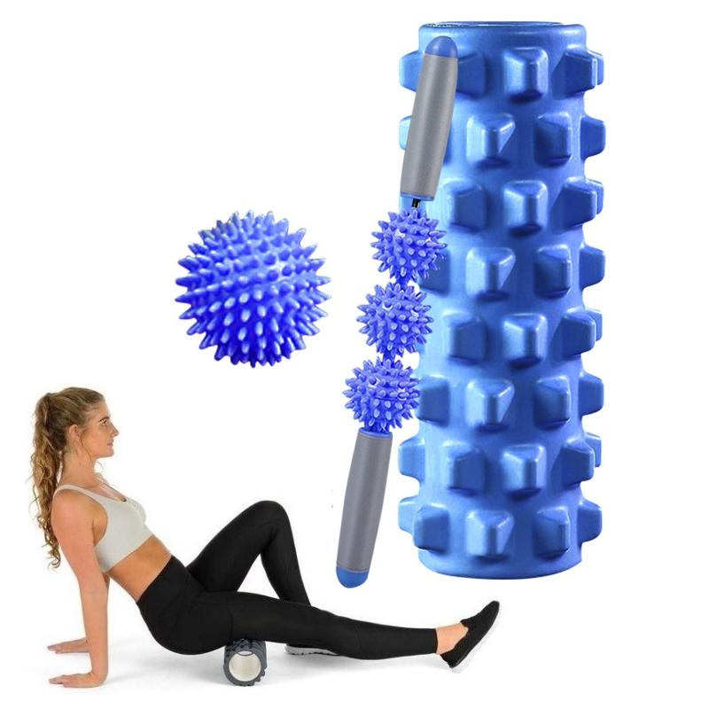 V562-2195826650DBT-202508280031-00 3-In-1 Eva Foam Roller Set 45Cm Length Blue Wolf Tooth - Image 1